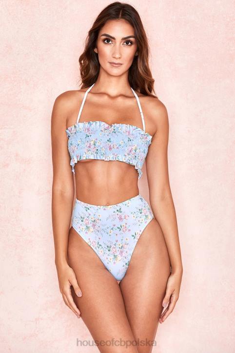 House of CB Niebieskie Kwiatowe Bikini Marszczone Perdita 4PND1246