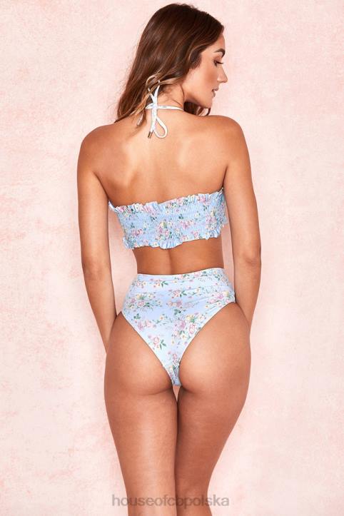 House of CB Niebieskie Kwiatowe Bikini Marszczone Perdita 4PND1246