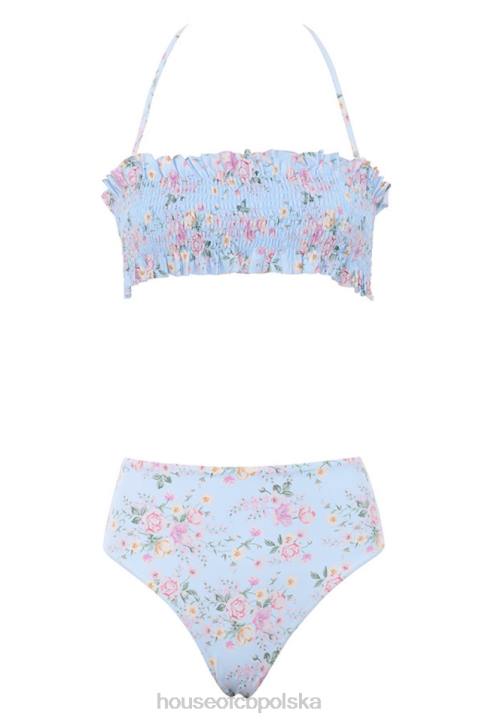 House of CB Niebieskie Kwiatowe Bikini Marszczone Perdita 4PND1246