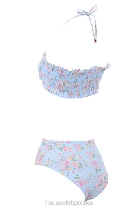 House of CB Niebieskie Kwiatowe Bikini Marszczone Perdita 4PND1246