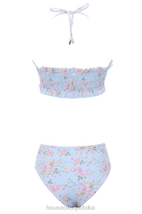 House of CB Niebieskie Kwiatowe Bikini Marszczone Perdita 4PND1246