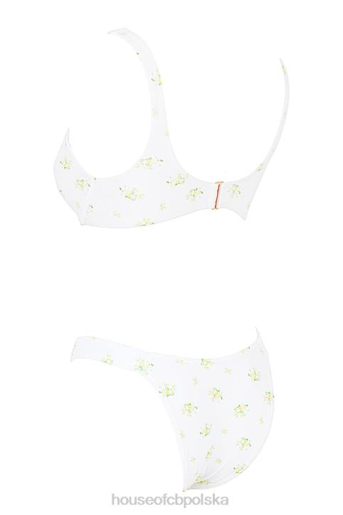 House of CB bikini mariposa kwiatowy w kolorze kości słoniowej modne plażowe stylowe dodatki