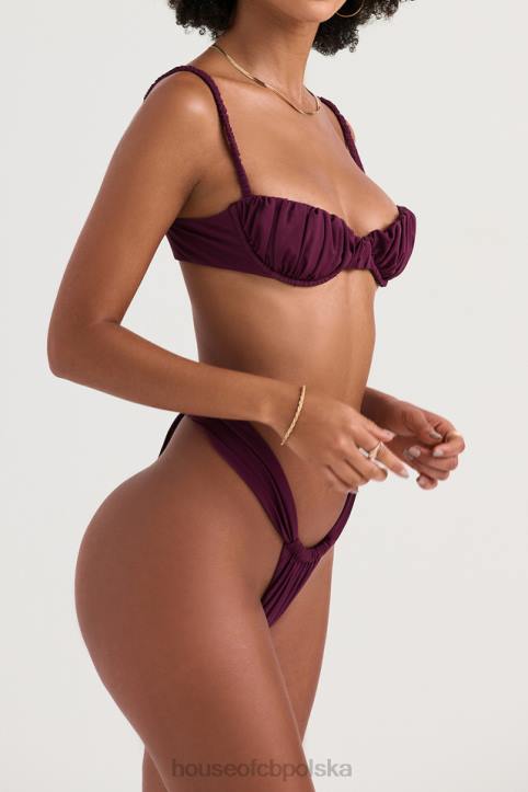 House of CB Prune Marszczony dół bikini z wysokimi nogawkami modny styl