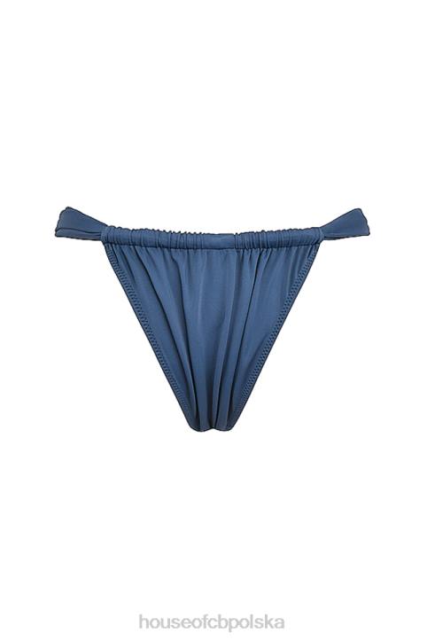 House of CB Bikini Dół Marszczony Głęboki Błękit Wysokie Nogawki
