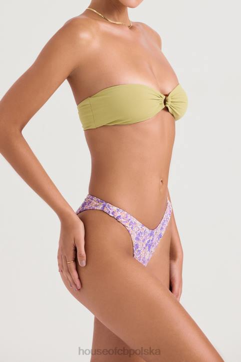 House of CB Fioletowy bikini kwiatowy marszczony dół modny styl