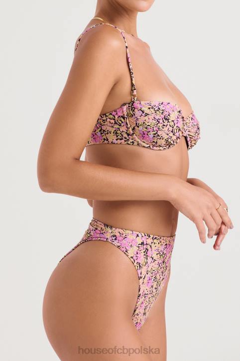 House of CB Mykonos Kwiatowy Dół Bikini Oliwkowy Wysoki Stan