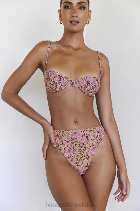 House of CB Mykonos Kwiatowy Dół Bikini Oliwkowy Wysoki Stan
