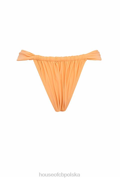 House of CB jasnopomarańczowy bikini wysoki stan marszczone nogawki 4PND1168 modna odzież plażowa