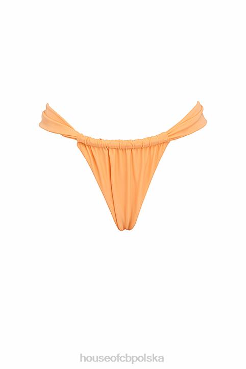 House of CB jasnopomarańczowy bikini wysoki stan marszczone nogawki 4PND1168 modna odzież plażowa