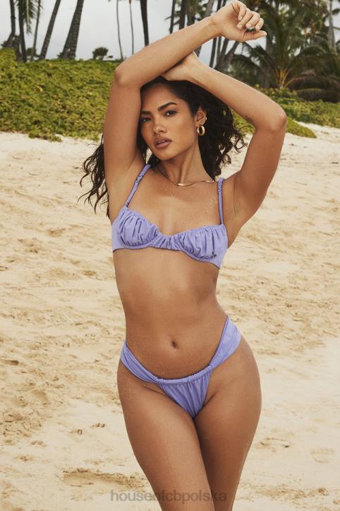 House of CB Fioletowa Marszczona Góra Bikini Modny Styl Plażowy