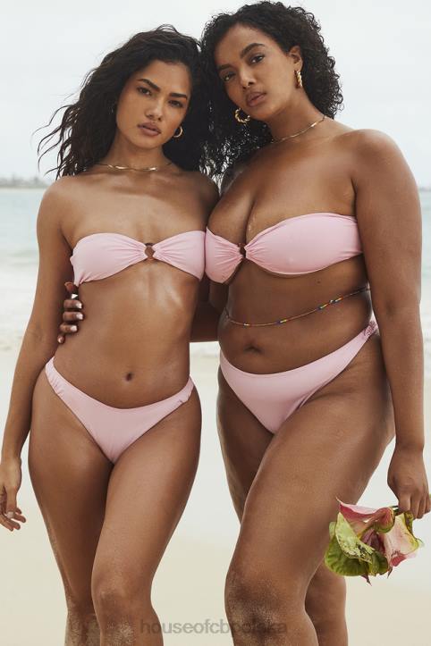 House of CB Kwiatowy Bandeau Bikini Medea Różowy Stylowy Strój Kąpielowy