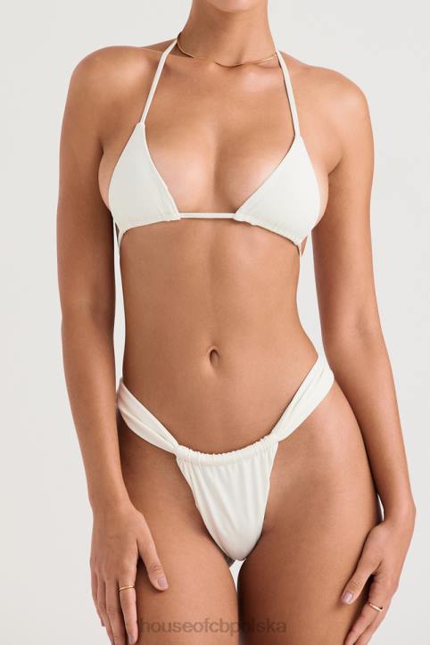 House of CB Elegancka góra bikini wiązana na szyi kość słoniowa