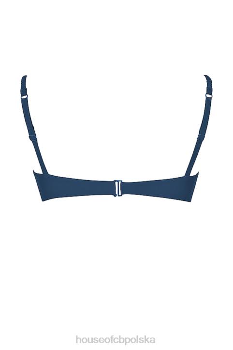 House of CB Góra bikini Marszczenia Głęboki Błękit Cassis Modny Strój Kąpielowy