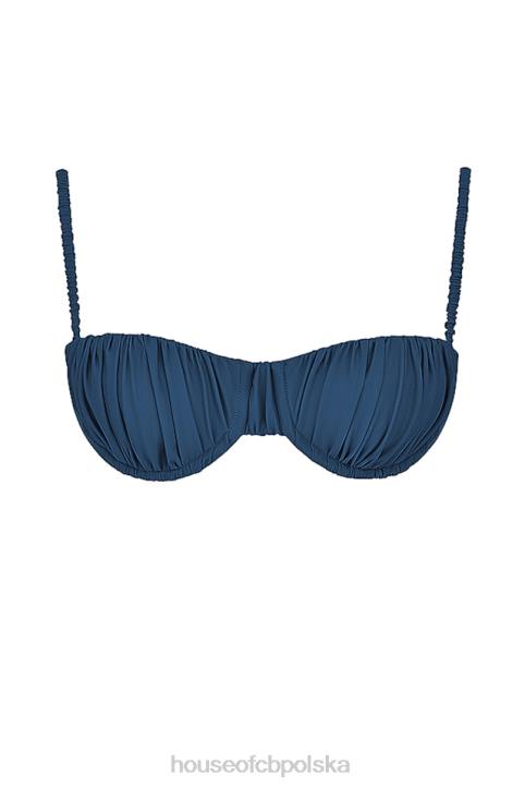 House of CB Góra bikini Marszczenia Głęboki Błękit Cassis Modny Strój Kąpielowy