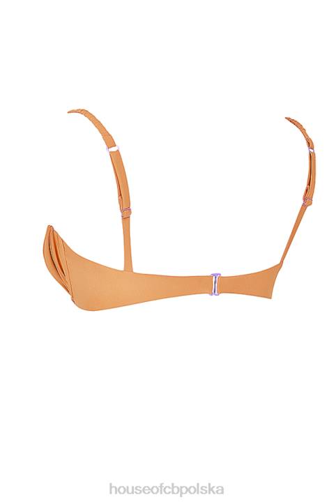 House of CB Góra bikini marszczenia jasnopomarańczowa modna plażowa odzież