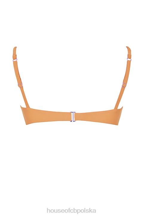 House of CB Góra bikini marszczenia jasnopomarańczowa modna plażowa odzież