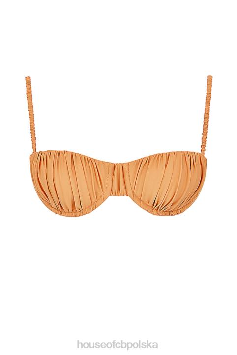 House of CB Góra bikini marszczenia jasnopomarańczowa modna plażowa odzież