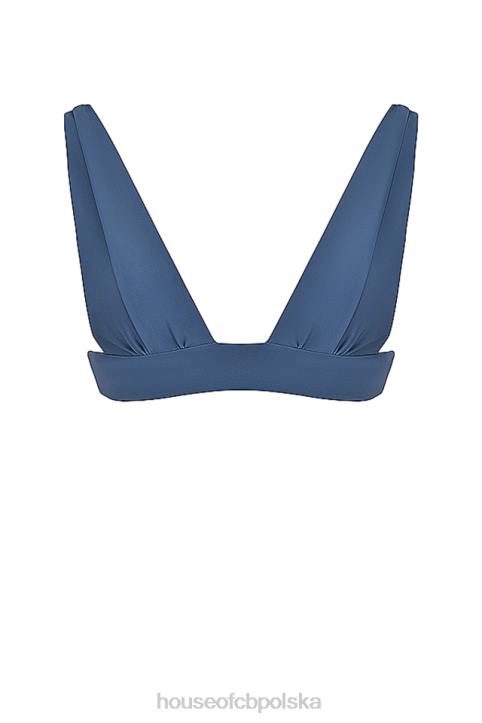 House of CB Seszele głęboki błękit wiązany góra bikini modne plażowe trendy
