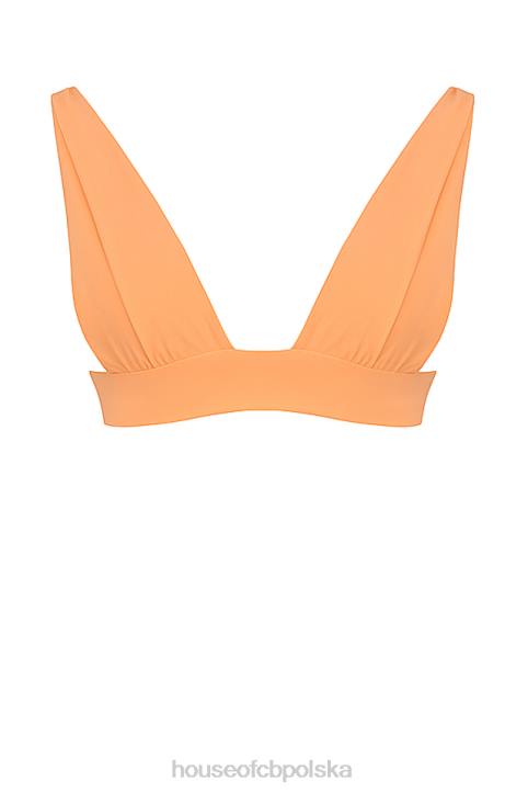House of CB Seychelles jasnopomarańczowa bikini wiązana na plecach modna odzież plażowa