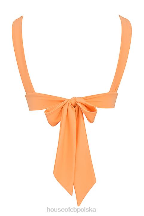 House of CB Seychelles jasnopomarańczowa bikini wiązana na plecach modna odzież plażowa