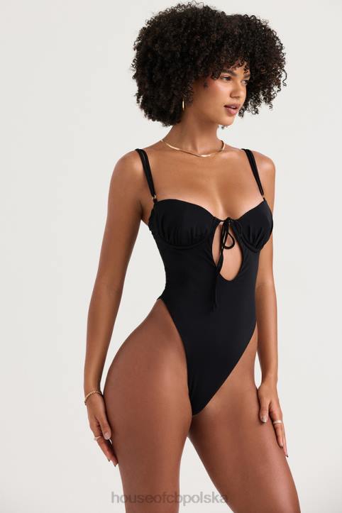House of CB Czarny kostium kąpielowy z wycięciami Cannes 4PND1210 modny i stylowy