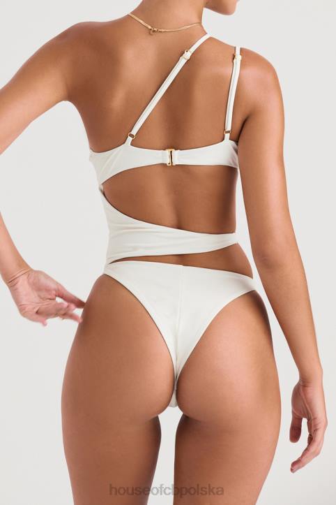 House of CB Strój kąpielowy Lafayette kość słoniowa asymetryczne wycięcie modny plażowy look