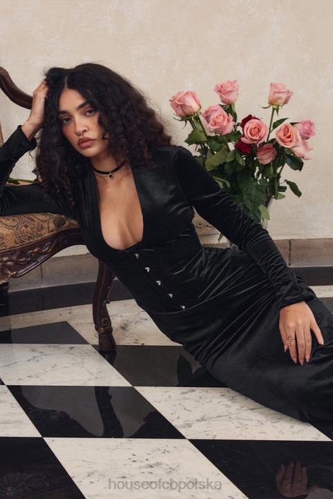 House of CB Arabella czarny aksamitny gorset na każdą okazję