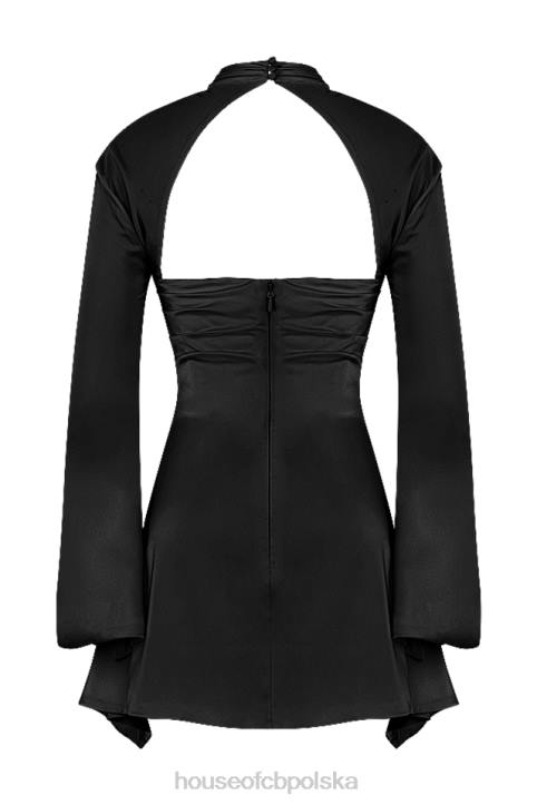 House of CB Czarna gorsetowa sukienka Toira modna elegancja