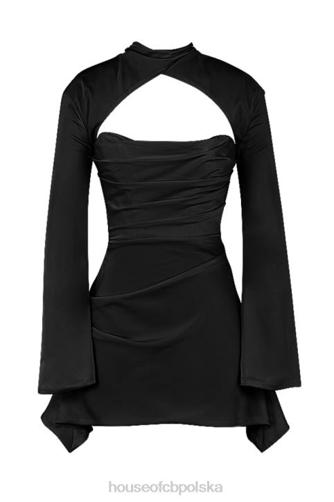 House of CB Czarna gorsetowa sukienka Toira modna elegancja