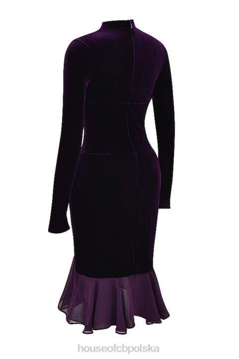House of CB Dahna ciemnofioletowa aksamitna gorsetowa sukienka 4PND327 odzież