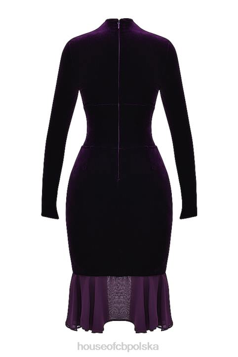 House of CB Dahna ciemnofioletowa aksamitna gorsetowa sukienka 4PND327 odzież