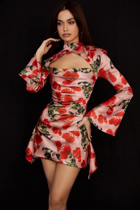 House of CB Drapowana gorsetowa sukienka Toira z nadrukiem w róże 4PND503 odzież