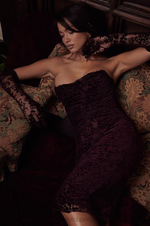 House of CB Gorsetowa sukienka Isadora Czerwona Welur Modna Odzież