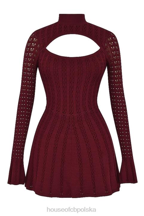 House of CB Sukienka dzianinowa Evalina w kolorze wina modna elegancka 4PND300