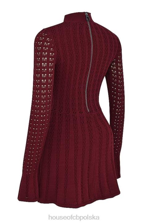 House of CB Sukienka dzianinowa Evalina w kolorze wina modna elegancka 4PND300