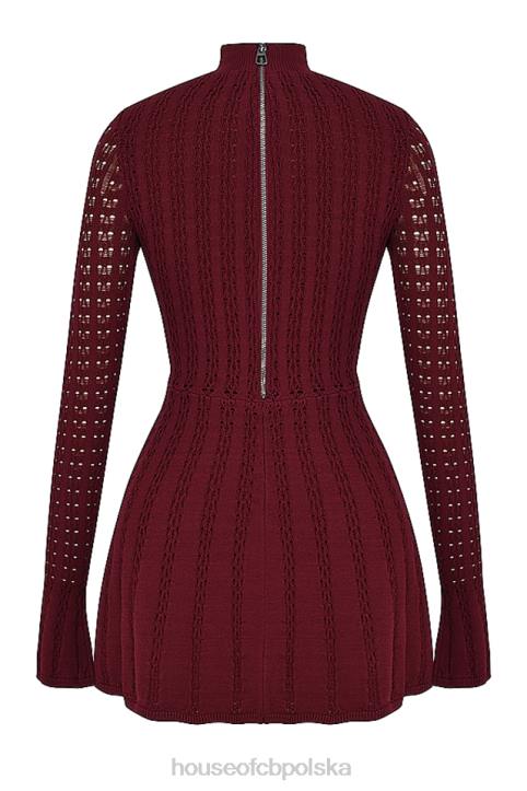 House of CB Sukienka dzianinowa Evalina w kolorze wina modna elegancka 4PND300
