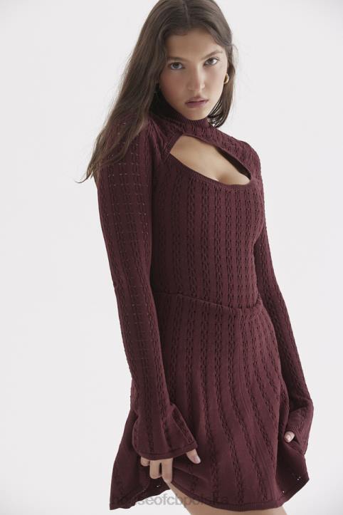 House of CB Sukienka dzianinowa Evalina w kolorze wina modna elegancka 4PND300