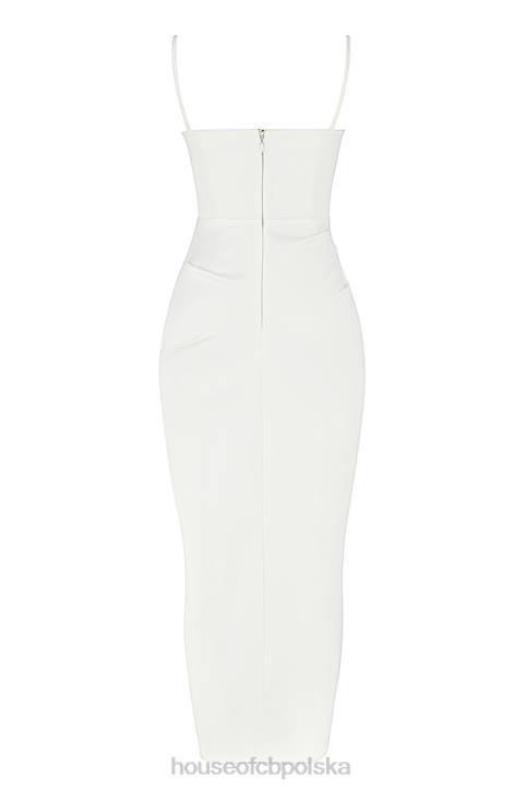 House of CB Sukienka Gorsetowa Satynowa Kość Słoniowa Elegancka Moda