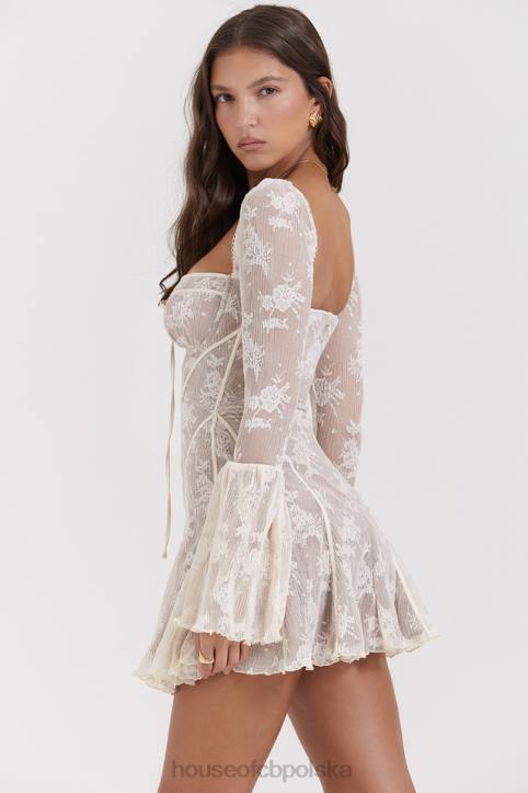 House of CB Kremowa Koronkowa Gorsetowa Sukienka Vintage Analissa 4PND170 Elegancja i Styl