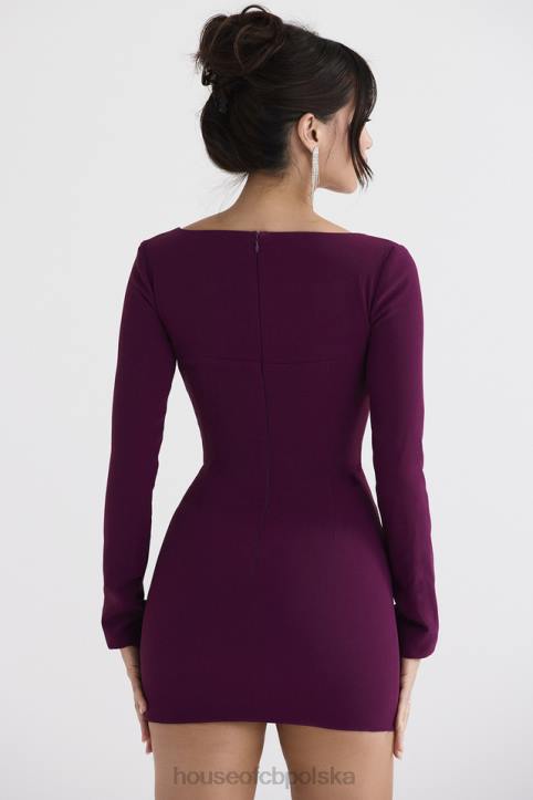 House of CB Merlot Gorsetowa Sukienka z Głębokim Dekoltem Elegancka Moda