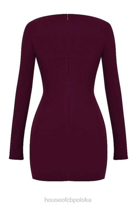House of CB Merlot Gorsetowa Sukienka z Głębokim Dekoltem Elegancka Moda