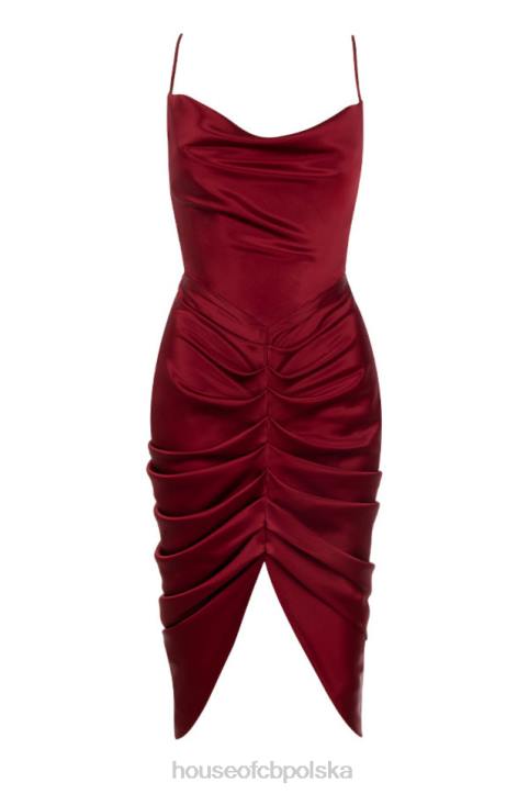 House of CB Nera Wine Gorsetowa Sukienka Satynowa Drapowana 4PND600