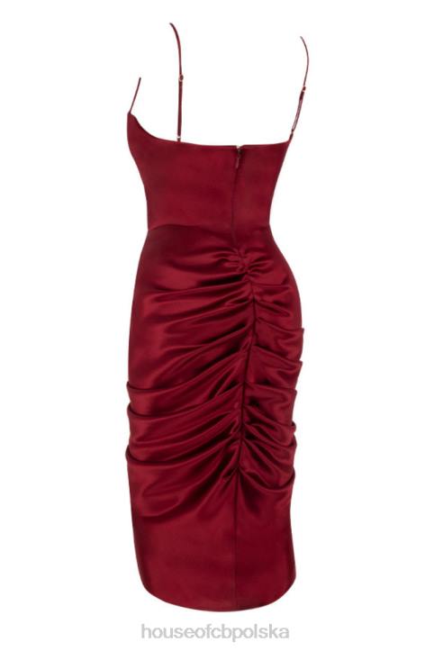 House of CB Nera Wine Gorsetowa Sukienka Satynowa Drapowana 4PND600