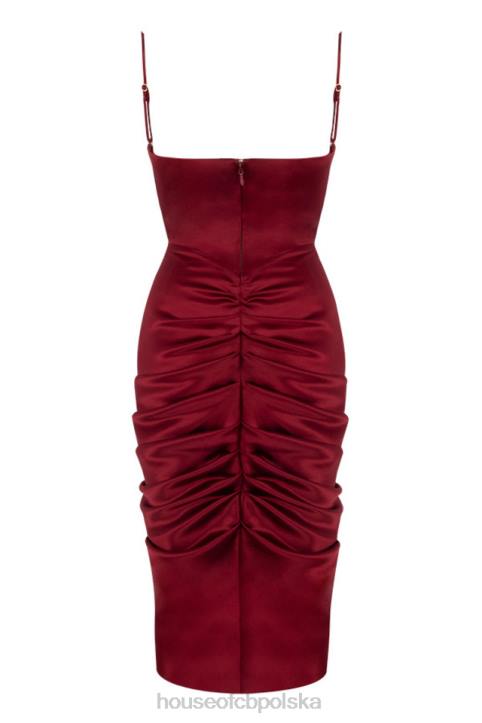 House of CB Nera Wine Gorsetowa Sukienka Satynowa Drapowana 4PND600