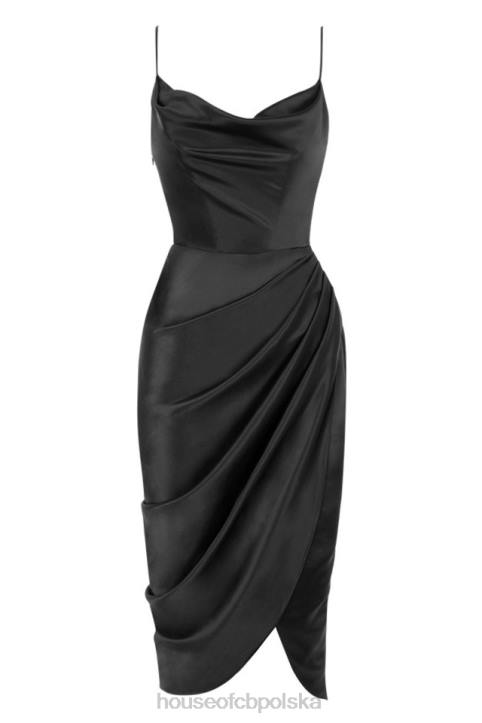 House of CB Czarna Gorsetowa Sukienka Balkonowa Elegancka