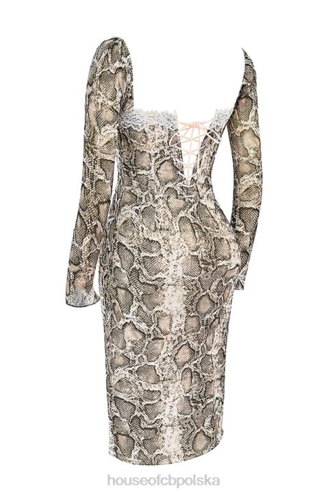 House of CB Seraphina Sukienka węża Czarne Eleganckie Modne