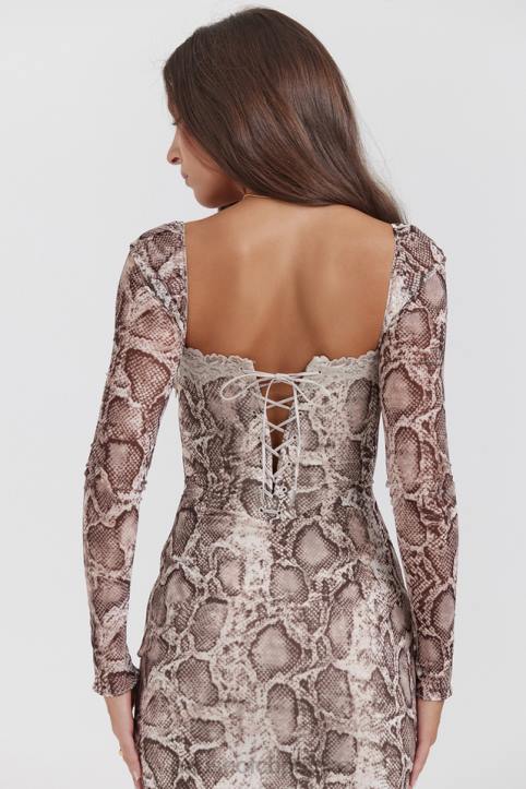 House of CB Seraphina Sukienka węża Czarne Eleganckie Modne