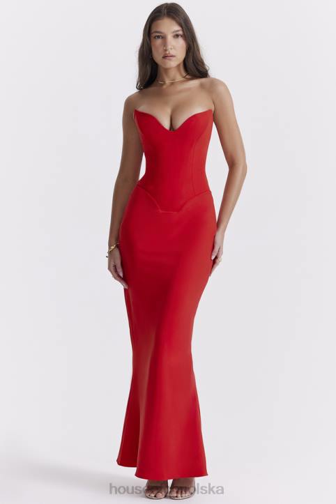 House of CB Tamara wiśniowa gorsetowa sukienka strapless modna elegancka 4PND230