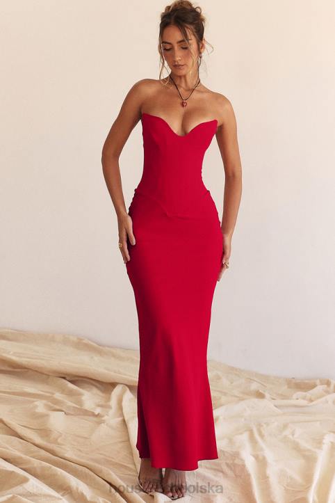 House of CB Tamara wiśniowa gorsetowa sukienka strapless modna elegancka 4PND230