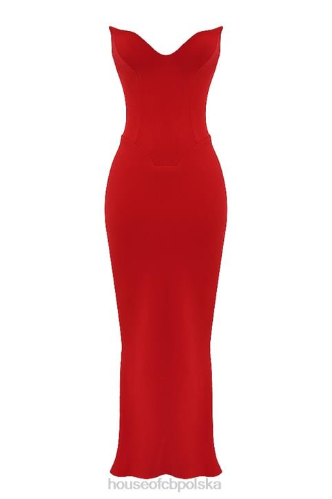 House of CB Tamara wiśniowa gorsetowa sukienka strapless modna elegancka 4PND230